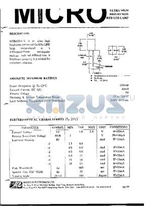 MSB68DA-5 datasheet - ULTRA HIGH BRIGHTNESS RED LED LAMP