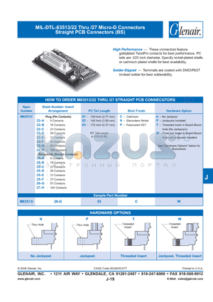 M83513-22-A01CT datasheet - Micro-D Connectors