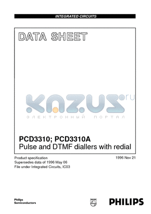 PCD3310A datasheet - Pulse and DTMF diallers with redial