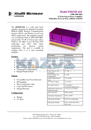 SM2325-41L datasheet - 2300-2500 MHz 12 Watt Linear Power Amplifier