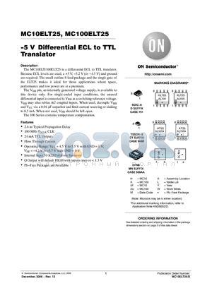 MC100ELT25DT datasheet - −5 V Differential ECL to TTL Translator