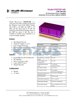 SM2325-44L datasheet - 2300-2500 MHz 25 Watt Linear Power Amplifier