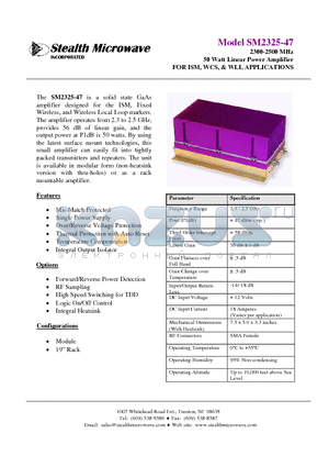 SM2325-47 datasheet - 2300-2500 MHz 50 Watt Linear Power Amplifier
