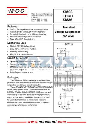 SM24 datasheet - Transient Voltage Suppressor 500 Watt