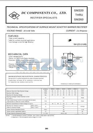 SM240 datasheet - TECHNICAL SPECIFICATIONS OF SURFACE MOUNT SCHOTTKY BARRIER RECTIFIER