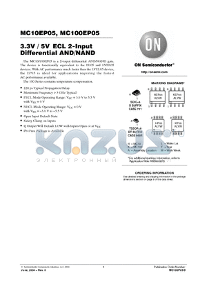 MC100EP05D datasheet - 3.3V / 5V ECL 2-Input Differential AND/NAND