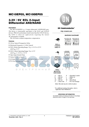 MC100EP05DG datasheet - 3.3V / 5V ECL 2−Input Differential AND/NAND