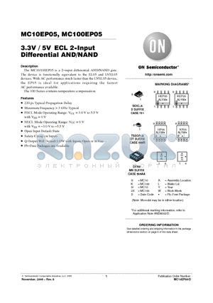 MC100EP05DR2 datasheet - 3.3V / 5V ECL 2−Input Differential AND/NAND