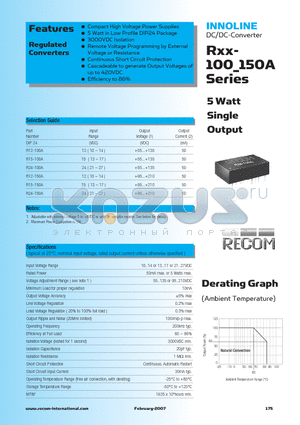 R12-150A datasheet - 5 Watt Single Output