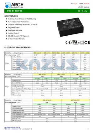 MSC-15S-E1 datasheet - AC-DC Medical