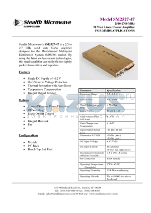 SM2527-47 datasheet - 2500-2700 MHz 50 Watt Linear Power Amplifier
