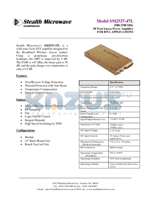 SM2527-47L datasheet - 2500-2700 MHz 50 Watt Linear Power Amplifier
