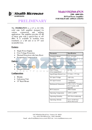 SM2560-47GN datasheet - 2500 - 6000 MHz 50 Watt Power Amplifier