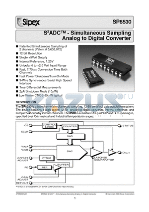 SP8530 datasheet - S2ADC - Simultaneous Sampling Analog to Digital Converter
