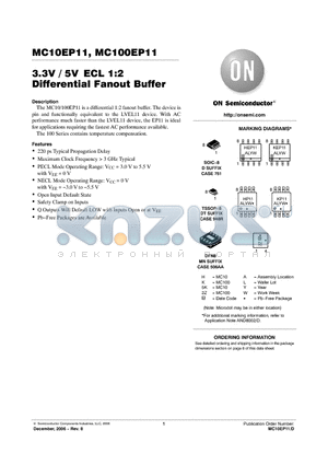 MC100EP11 datasheet - 3.3V / 5V ECL 1:2 Differential Fanout Buffer
