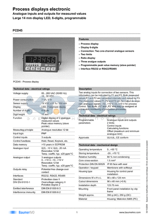 PCD45.003PX01 datasheet - Process displays electronic