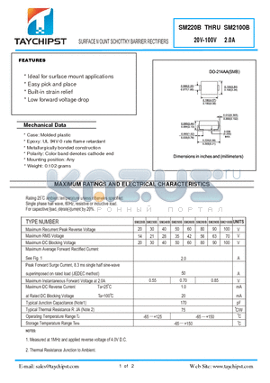 SM280B datasheet - SURFACE MOUNT SCHOTTKY BARRIER RECTIFIERS