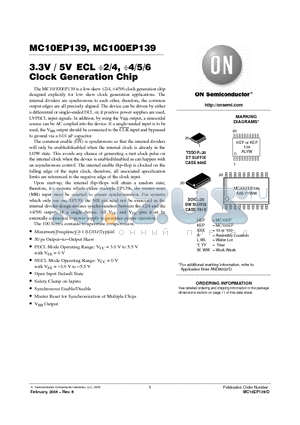 MC100EP139DWR2 datasheet - 3.3V / 5V ECL /2/4, /4/5/6 Clock Generation Chip