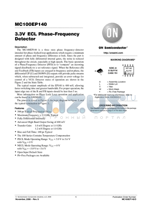 MC100EP140DG datasheet - 3.3V ECL Phase−Frequency Detector