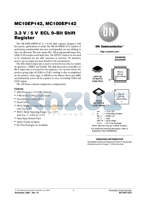 MC100EP142FAG datasheet - 3.3 V / 5 V ECL 9-Bit Shift Register