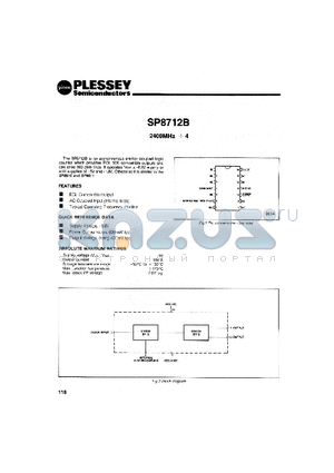 SP8712B datasheet - 2400MHz  4 Asynchronous Emitter Coupled Logic Counter