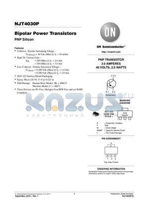 NJT4030P datasheet - Bipolar Power Transistors