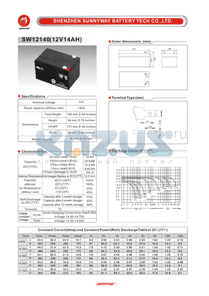 SW12140 datasheet - General Battery