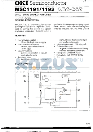 MSC1191 datasheet - DIRECT DRIVE SPEAKER AMPLIFIER