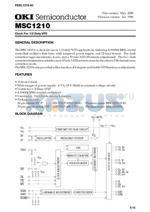 MSC1210 datasheet - Clock For 1/2 Duty VFD