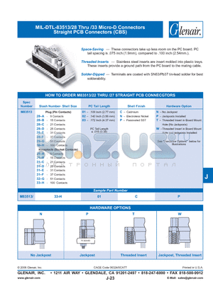 M83513-28-A01PN datasheet - Micro-D Connectors