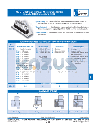 M83513-28-A03NW datasheet - Micro-D Connectors