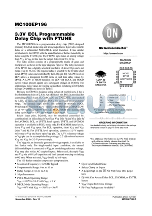 MC100EP196FAG datasheet - 3.3V ECL Programmable Delay Chip with FTUNE