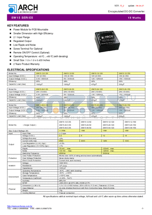 SW15-12-15S datasheet - Encapsulated DC-DC Converter