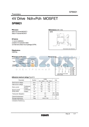 SP8M21 datasheet - 4V Drive NchPch MOSFET