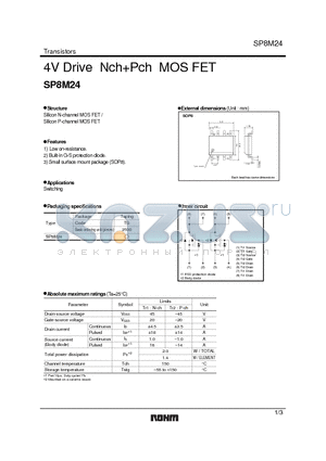 SP8M24 datasheet - 4V Drive NchPch MOS FET
