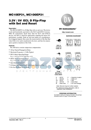 MC100EP31 datasheet - 3.3V / 5V ECL D Flip−Flop with Set and Reset