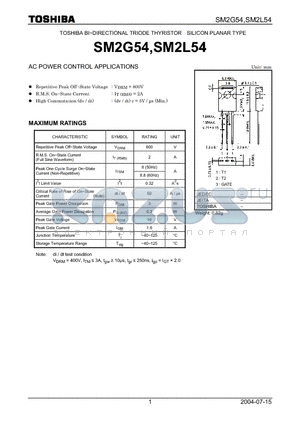 SM2L54 datasheet - AC POWER CONTROL APPLICATIONS