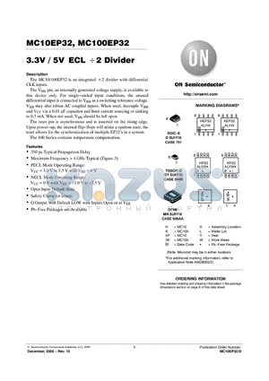 MC100EP32D datasheet - 3.3V / 5V ECL  2 Divider