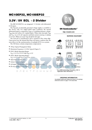 MC100EP32DR2 datasheet - 3.3V 5V ECL / 2 Divider