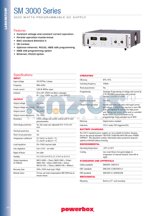 SM3000 datasheet - 3000 WATTS PROGRAMMABLE DC SUPPLY