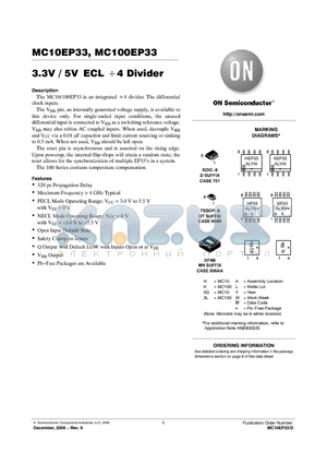 MC100EP33DTG datasheet - 3.3V / 5V ECL 4 Divider