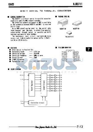 NJU3711M datasheet - 8-BIT SERIAL TO PARALLEL CONVERTER