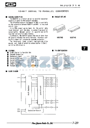 NJU3714G datasheet - 12-BIT SERIAL TO PARALLEL CONVERTER