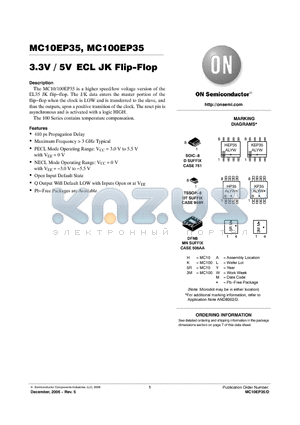 MC100EP35DR2 datasheet - 3.3V / 5V ECL JK Flip−Flop