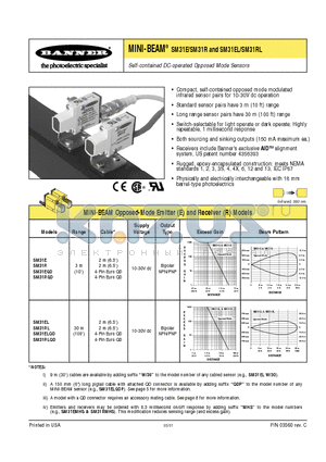 SM31EQD datasheet - Self-contained DC-operated Opposed Mode Sensors