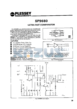 SP9680MP datasheet - ULTRA FAST COMPARATOR