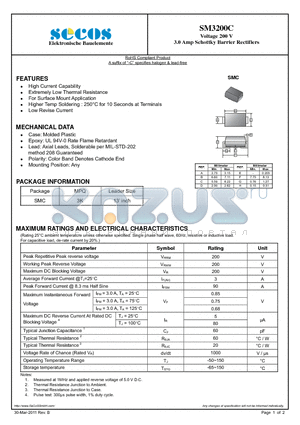 SM3200C datasheet - 3.0 Amp Schottky Barrier Rectifiers