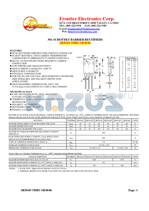 SM30-04 datasheet - 30A SCHOTTKY BARRIER RECTIFIERS