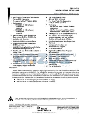 SM320C30HFGM40 datasheet - DIGITAL SIGNAL PROCESSOR