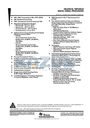 SM320C40GFM50 datasheet - DIGITAL SIGNAL PROCESSORS